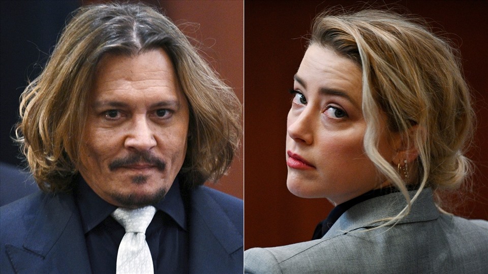 Amber Heard và Johnny Depp trong phiên tòa diễn ra đầu tháng 5. Ảnh: ST.