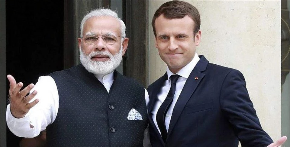 Thủ tướng Ấn Độ Narendra Modi (trái) và Tổng thống Pháp Emmanuel Macron. Ảnh: AFP