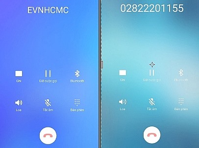 Cuộc gọi chính thức từ EVNHCMC qua mạng Viettel và Mobifone sẽ hiện Brandname EVNHCMC hoặc số 0282220115 nếu qua mạng khác. Ảnh: EVNHCMC cung cấp