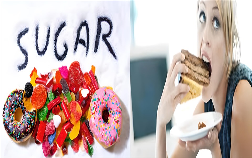 Ăn nhiều đồ ngọt: Sử dụng quá nhiều bánh kẹo và nước ngọt dẫn tới tình trạng dư thừa đường trong cơ thể. Khi lượng đường quá nhiều, vượt qua khả năng xử lí của các tế bào, các phân tử đường dư thừa sẽ kết hợp với protein, tạo ra các glycat hóa bền vững. Các glycat hóa này sẽ hủy hoại collagen, khiến da bạn bị lão hóa và mất đi sự đàn hồi.
