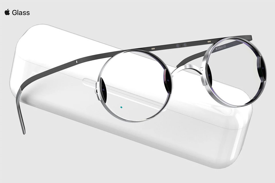 Kính thông minh Apple glasses - phiên bản thực tế ảo AR/VR được đồn đoán bây lâu kèm hộp sạc có thiết kế tương đồng với phong cách của Airpods.