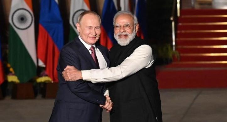 Tổng thống Nga Vladimir Putin và Thủ tướng Ấn Độ Narendra Modi. Ảnh: AFP