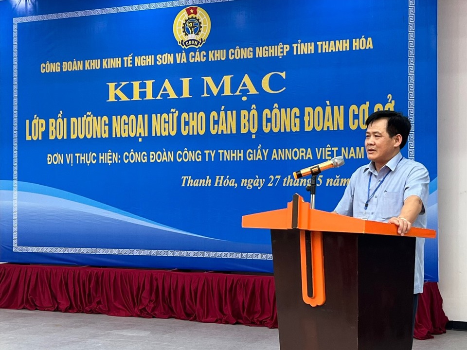 Ông Mai Bá Nam - Phó Chủ tịch LĐLĐ tỉnh Thanh Hóa phát biểu tại