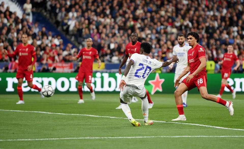 Vinicius có 3 bàn tại Champions League năm nay nhưng đều là những bàn thắng vô cùng quan trọng với Real Madrid. Ảnh: UEFA