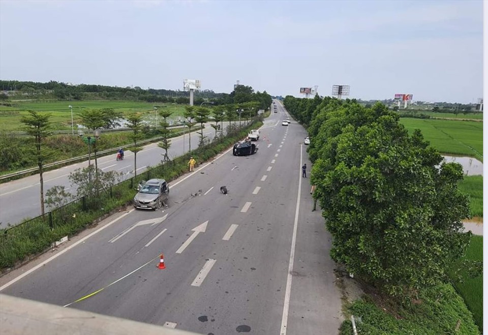 Vụ TNGT ngày 2.5 vừa qua tại điểm nối giữ cao tốc Nội  Bài - Lào Cai và Quốc lộ 18. Ảnh CTV