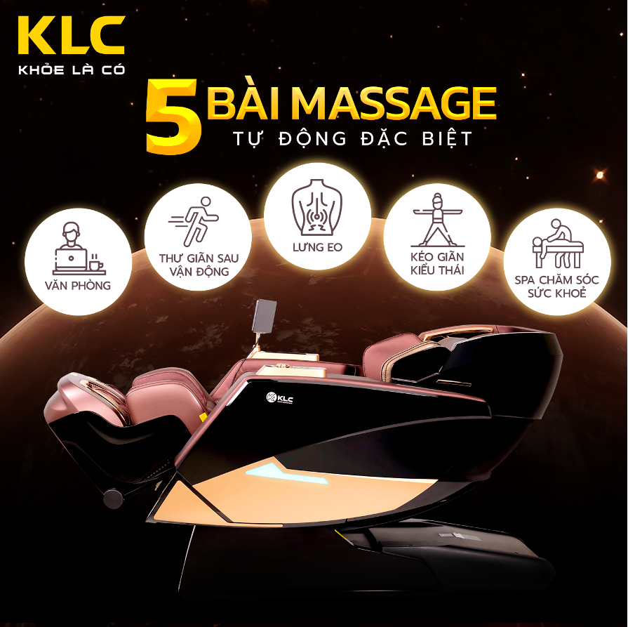 Ghế massage KLC tích hợp nhiều tính năng hiện đại