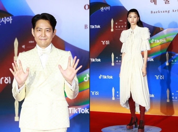 Diễn viên chính của hiện tượng Netflix “Trò chơi con mực“, tài tử Lee Jung Jae và người mẫu, nữ diễn viên Jung Ho Yeon