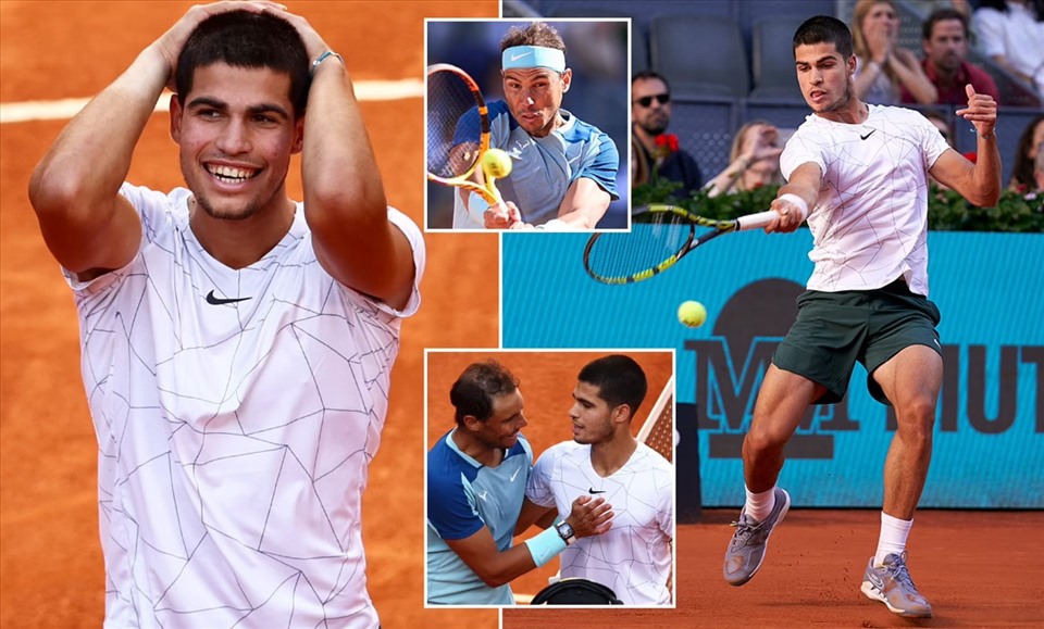 Dù chấn thương, Alcaraz vẫn có trận đấu xuất sắc trước Rafael Nadal. Ảnh: Daily Mail