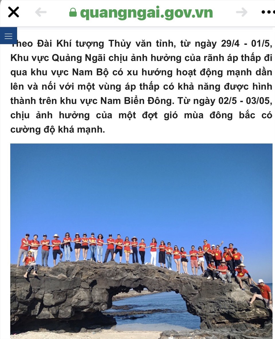Hình ảnh xâm hại danh thắng Cổng Tò Vò đăng trên website của UBND tỉnh Quảng Ngãi đang bị phản ứng. Ảnh: ST