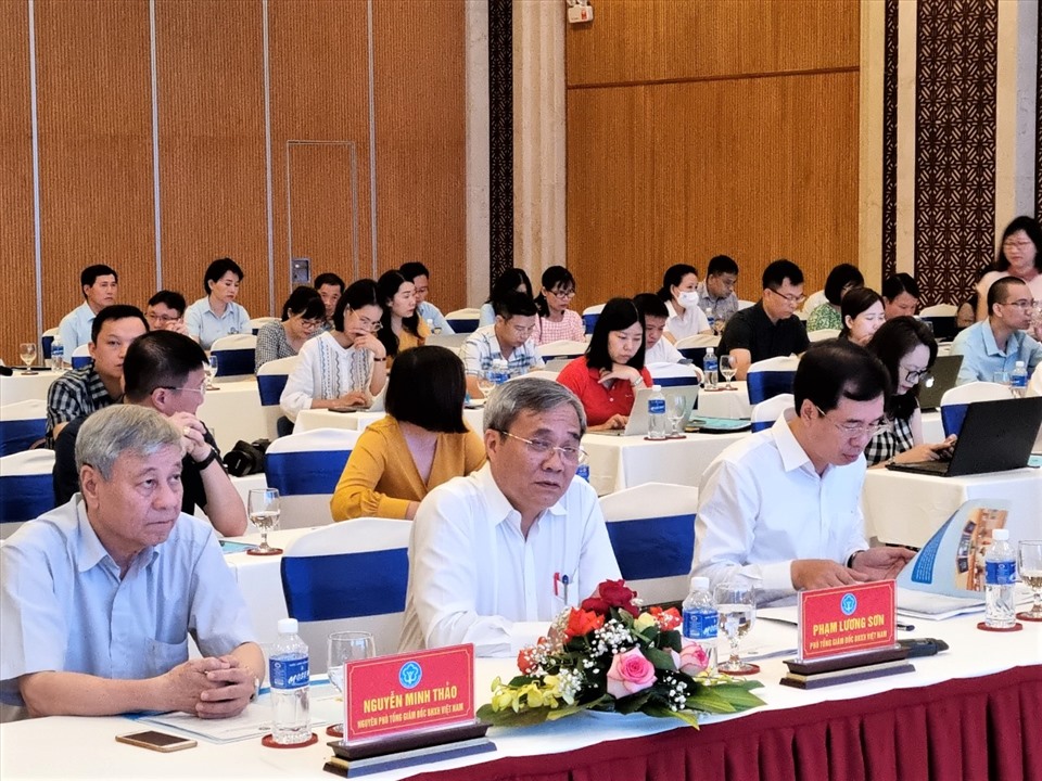 Các lãnh đạo ngành BHXH Việt Nam tham dự buổi tập huấn. Ảnh: Nam Dương