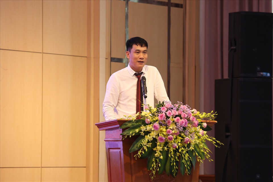ÔNg Lê Trí Trường - Tổng Liên đoàn bóng chuyền Việt Nam phát biểu tại Lễ bốc thăm chia bảng giải bóng chuyền vô địch quốc gia 2022. Ảnh: Thu Thảo