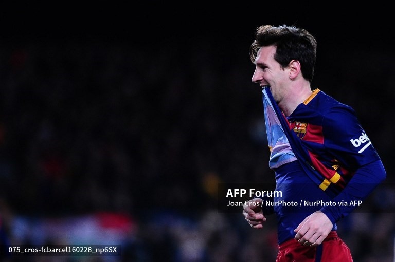 Messi trong màu áo của Barcelona. Ảnh: AFP