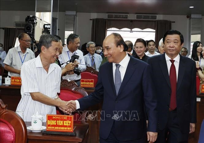 Chủ tịch nước Nguyễn Xuân Phúc đến dự Lễ kỷ niệm 110 năm Ngày sinh Chủ tịch Hội đồng Bộ trưởng Phạm Hùng.