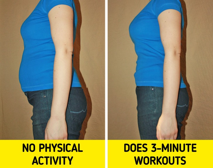 Dù chúng ta có thể tập thể dục với mức độ nào cũng sẽ có lợi cho cơ thể rất nhiều. Các nghiên cứu cho thấy rằng tập luyện cường độ cao chỉ 3 phút mỗi tuần đã cải thiện sức khỏe của chúng ta. (Ảnh: Brightside)