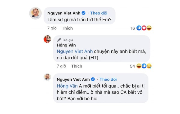 Đoạn bình luận của NSND Việt Anh và Hồng Vân. Ảnh: CMH