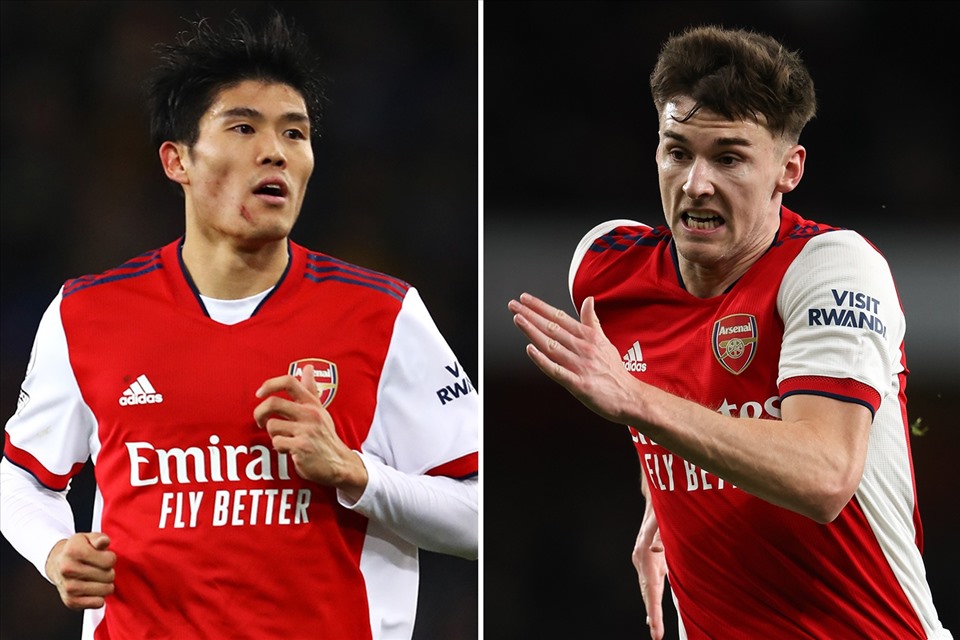 Tomiyasu và Tierney sẽ là đôi cánh của Arsenal trong mùa tới. Ảnh: AFP