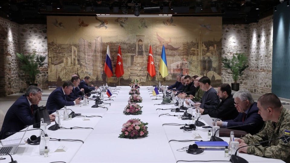 Vòng đàm phán gần nhất giữa Nga và Ukraina được tổ chức ở Istanbul, Thổ Nhĩ Kỳ ngày 29.3.2022. Ảnh: AFP
