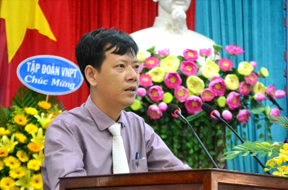 Giám đốc Sở Thông tin và Truyền thông tỉnh An Giang Lê Quốc Cường phát biểu tại buổi lễ. Ảnh: LT