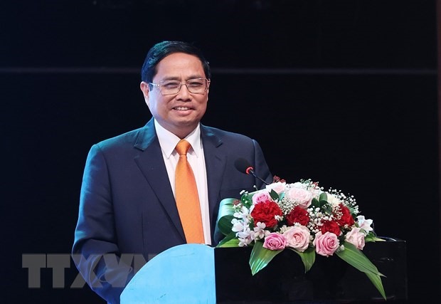 Thủ tướng Chính phủ Phạm Minh Chính phát biểu kết luận và chỉ đạo tại hội nghị công bố quy hoạch vùng ĐBSCL. Ảnh: BT