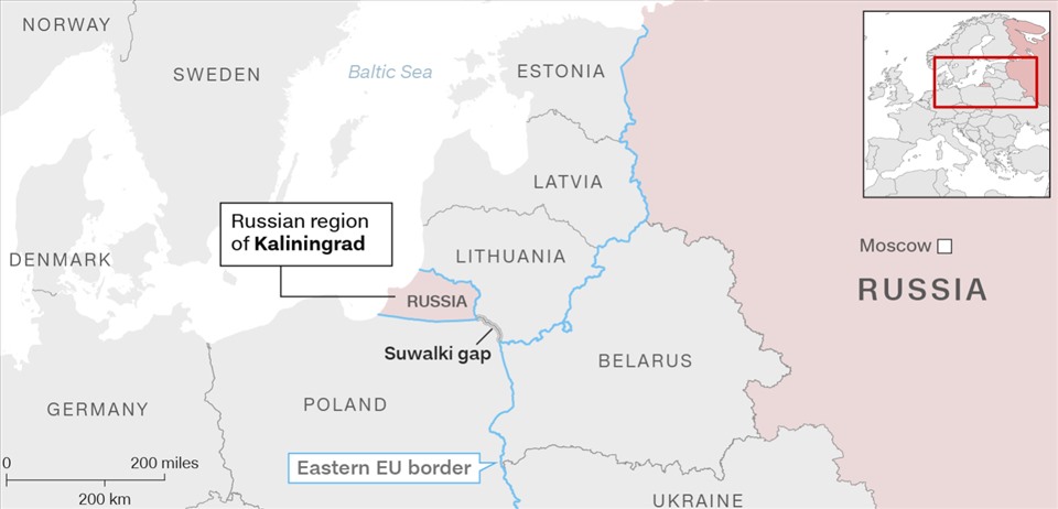 Vị trí vùng lãnh thổ Kaliningrad của Nga. Đồ họa: CNN