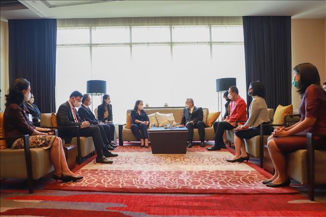 Phó Chủ tịch nước Võ Thị Ánh Xuân gặp Phó Thủ tướng, Bộ trưởng Ngoại giao Thái Lan Don Pramudwinai. Ảnh: TTXVN