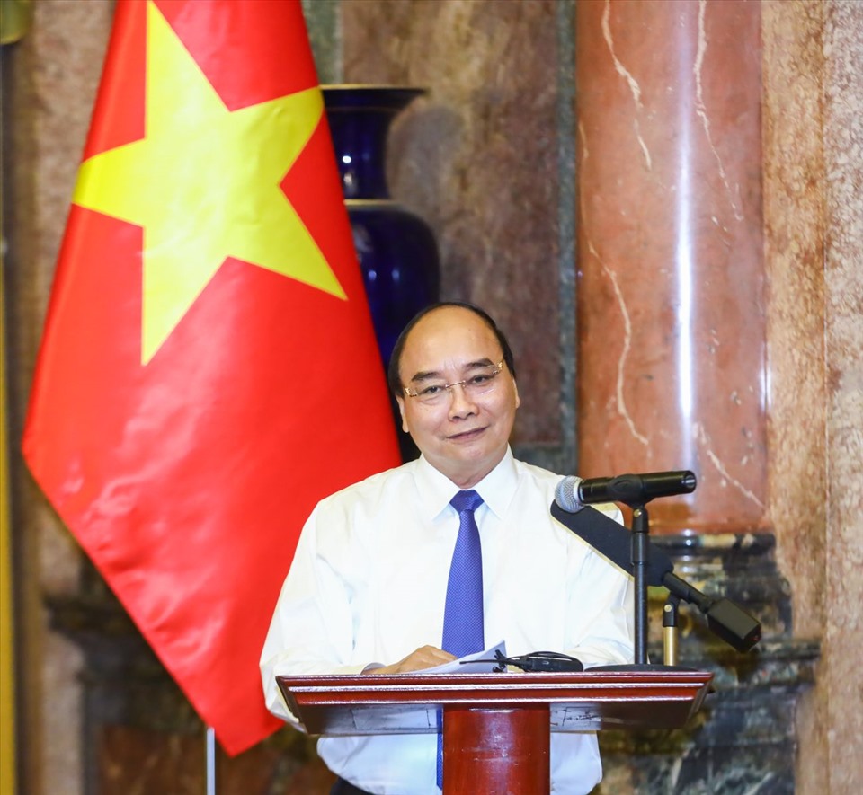 Chủ tịch nước Nguyễn Xuân Phúc phát biểu. Ảnh: VPCTN