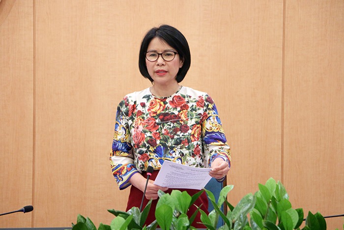 Giám đốc Sở Y tế Trần Thị Nhị Hà phát biểu tại hội nghị