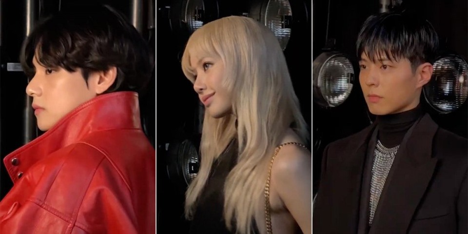 V, Lisa, Park Bo Gum đứng chung thảm đỏ của Celine. Ảnh: AFP