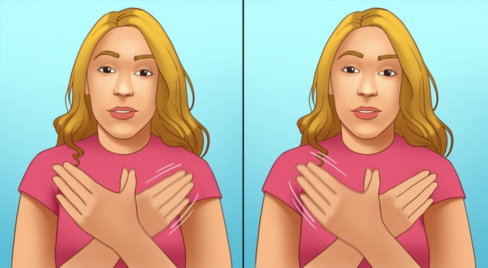 Đặt tay lên ngực rất hữu hiệu trong việc lấy lại bình tĩnh và giảm căng thẳng. Ảnh: Brightside