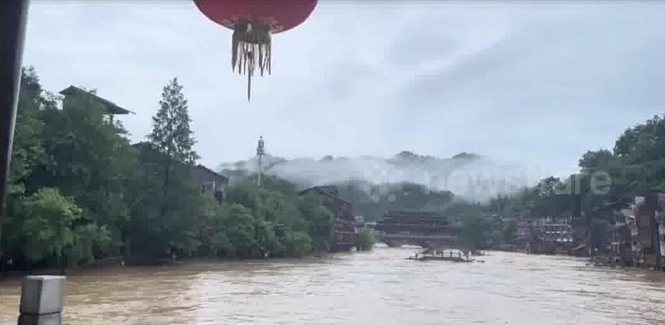 Some pictures of floods at Fenghuang Ancient Town in China.  Newsflare screenshot