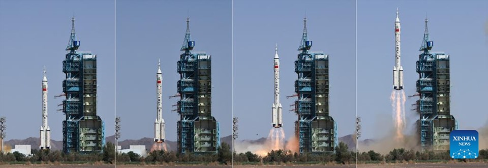 Tên lửa Trường Chinh của Trung Quốc đưa tàu vũ trụ rời bệ phóng ngày 5.6. Ảnh: Tân Hoa Xã