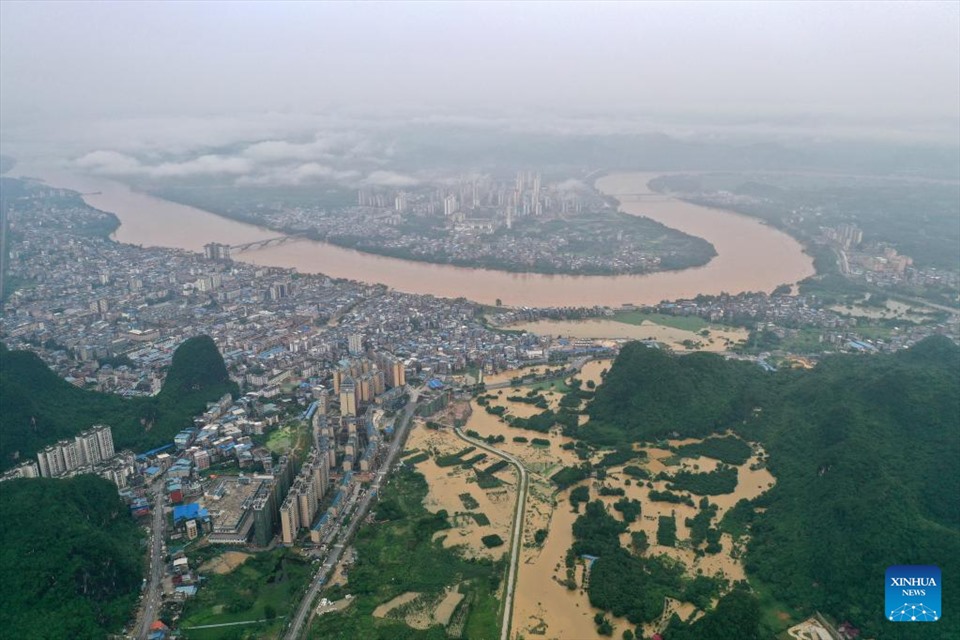 A view of the Rongjiang River in Miao Rongshui Autonomous County, Guangxi Zhuang Autonomous Region, China on June 4.  Photo: Xinhua News Agency