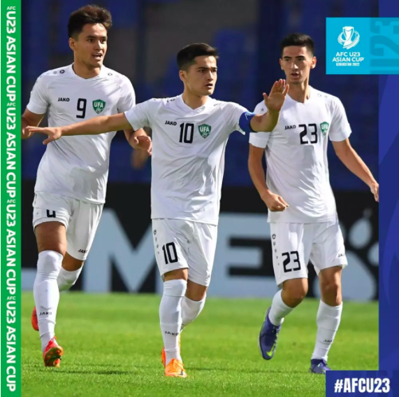 U23 Uzbekistan giành vé vào tứ kết với ngôi nhất bảng A. Ảnh: AFC
