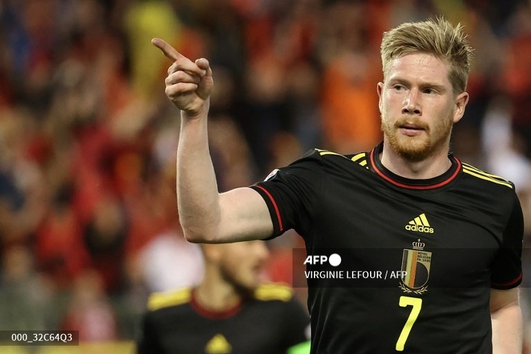 De Bruyne giúp Bỉ vượt lên dẫn trước. Ảnh: AFP
