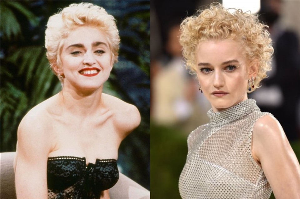 Madonna (bên trái) và Julia Garner (bên phải) khi còn trẻ. Ảnh: T.M