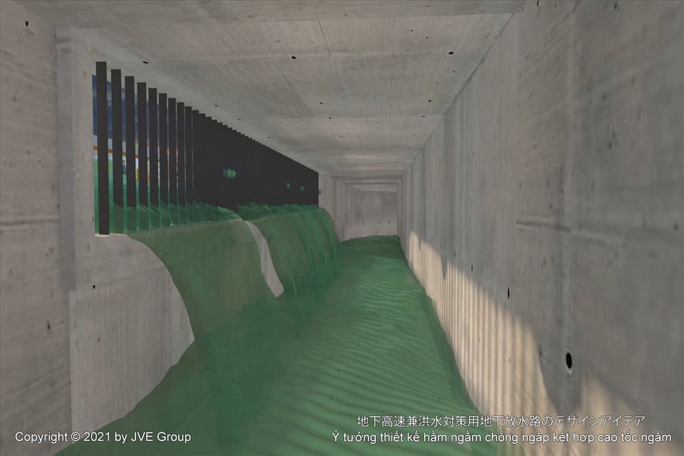 Hệ thống hầm ngầm giống như dòng sông ngầm ở dưới sông Tô Lịch có tác dụng tích trữ nước, khi mưa bão đi qua mới bơm nước ra ngoài.