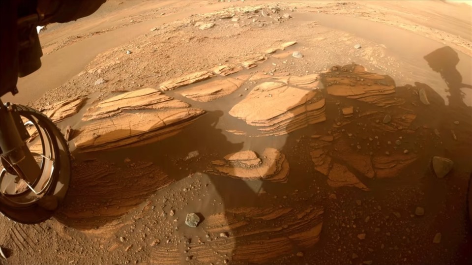 Quang cảnh đá trầm tích trong bức ảnh từ camera của tàu thám hiểm Perseverance. Ảnh: NASA