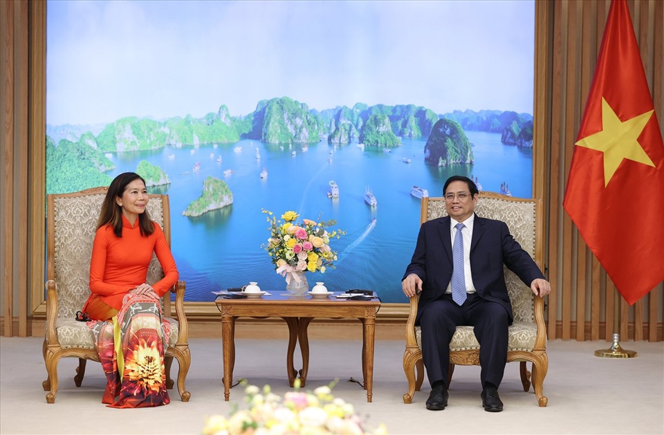 Thủ tướng Phạm Minh Chính tiếp bà Pauline Tamesis, Điều phối viên thường trú Liên Hợp Quốc.Ảnh: Bộ Ngoại giao