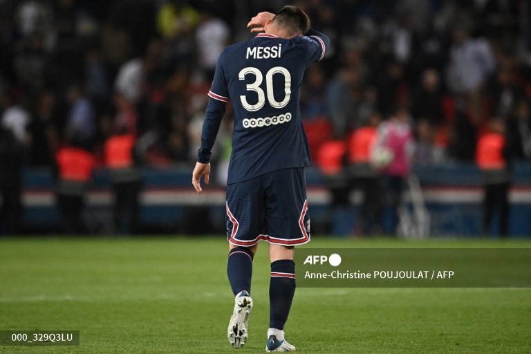 Messi gặp nhiều khó khăn trong mùa bóng đầu tiên chuyển đến nước Pháp. Ảnh: AFP