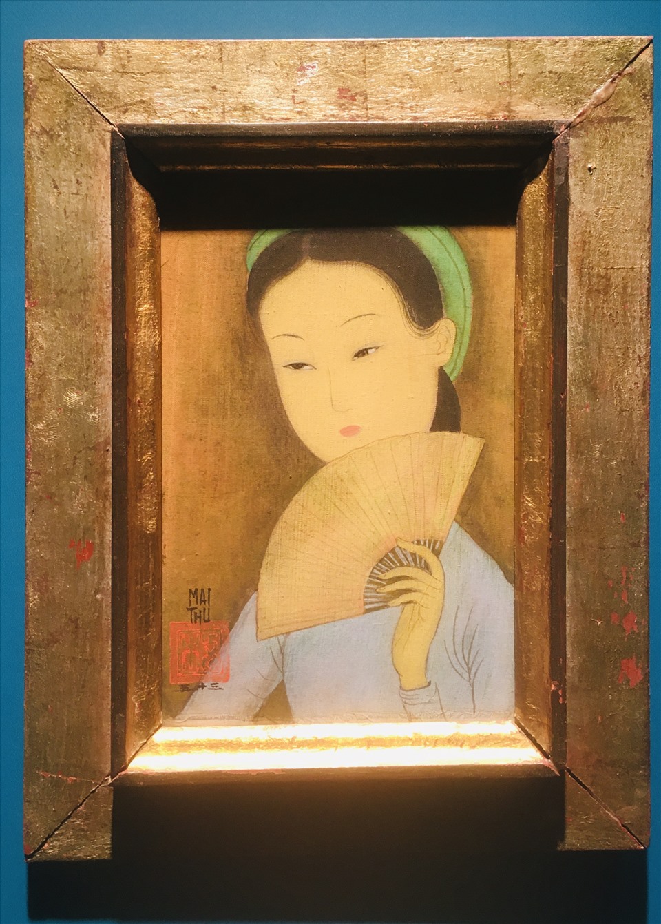 “Thiếu nữ cầm quạt” - tranh của họa sĩ Mai Trung Thứ. Ảnh: BTC