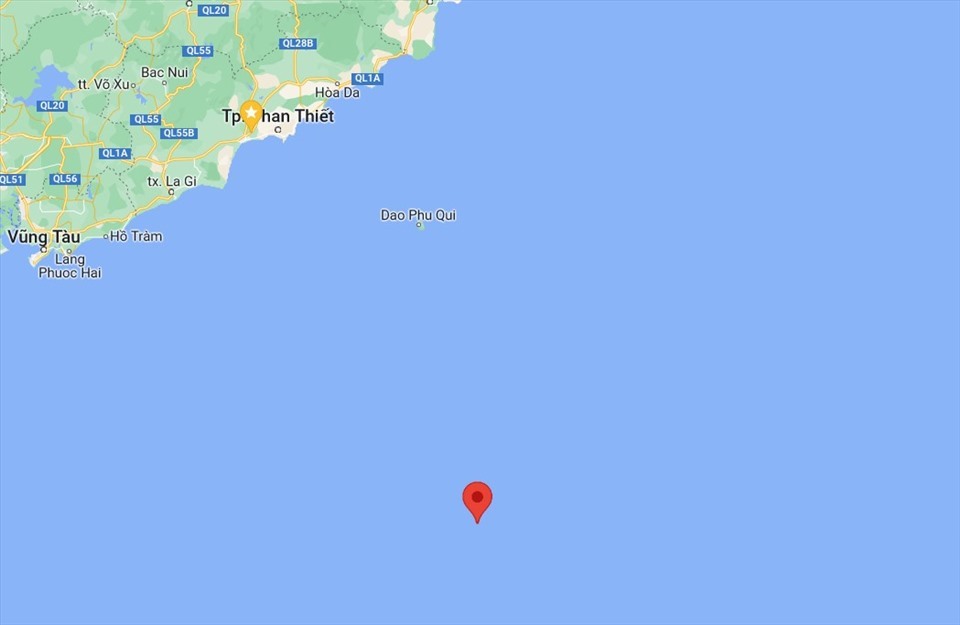 Vị trí tín hiệu cuối cùng của tàu cá. Ảnh: Google Map