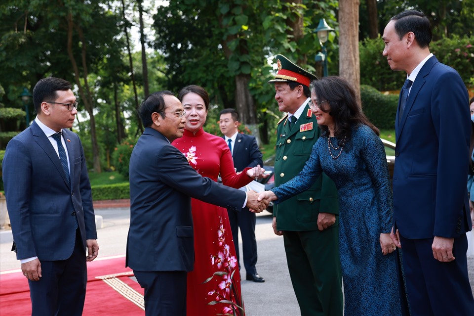 Phó Chủ tịch nước Cộng hòa dân chủ Nhân dân Lào Bounthong Chitmany thăm chính thức Việt Nam từ ngày 17-19.7.2022. Ảnh: Hải Nguyễn