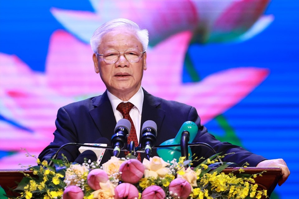 Tổng Bí thư Nguyễn Phú Trọng phát biểu tại lễ kỷ niệm sáng 18.7. Ảnh: Hải Nguyễn