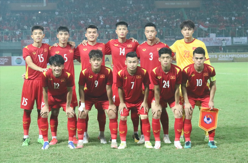 Đội hình U19 Việt Nam trận gặp U19 Indonesia. Ảnh: H.A