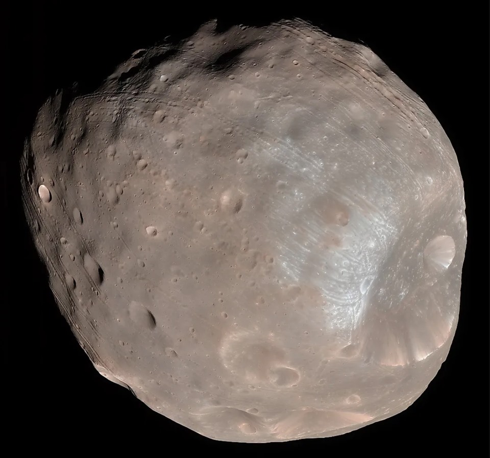 Phobos, mặt trăng lớn nhất của sao Hoả. Ảnh: NASA