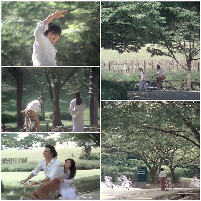 Park Eun Bin mặc áo dài trắng, đóng nữ sinh Việt Nam trong một quảng cáo cùng Jang Dong Gun. Ảnh: CMH.