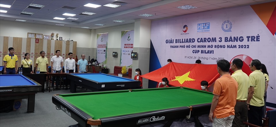Lễ khai mạc Giải billiards carom 3 băng trẻ TPHCM mở rộng 2022 được khai mạc sáng 24.7. Ảnh: Nguyễn Đăng