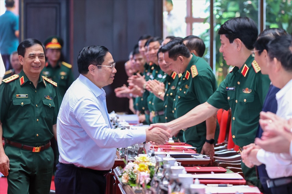 Thủ tướng Phạm Minh Chính dự Hội nghị Quân chính toàn quân. Ảnh: Nhật Bắc