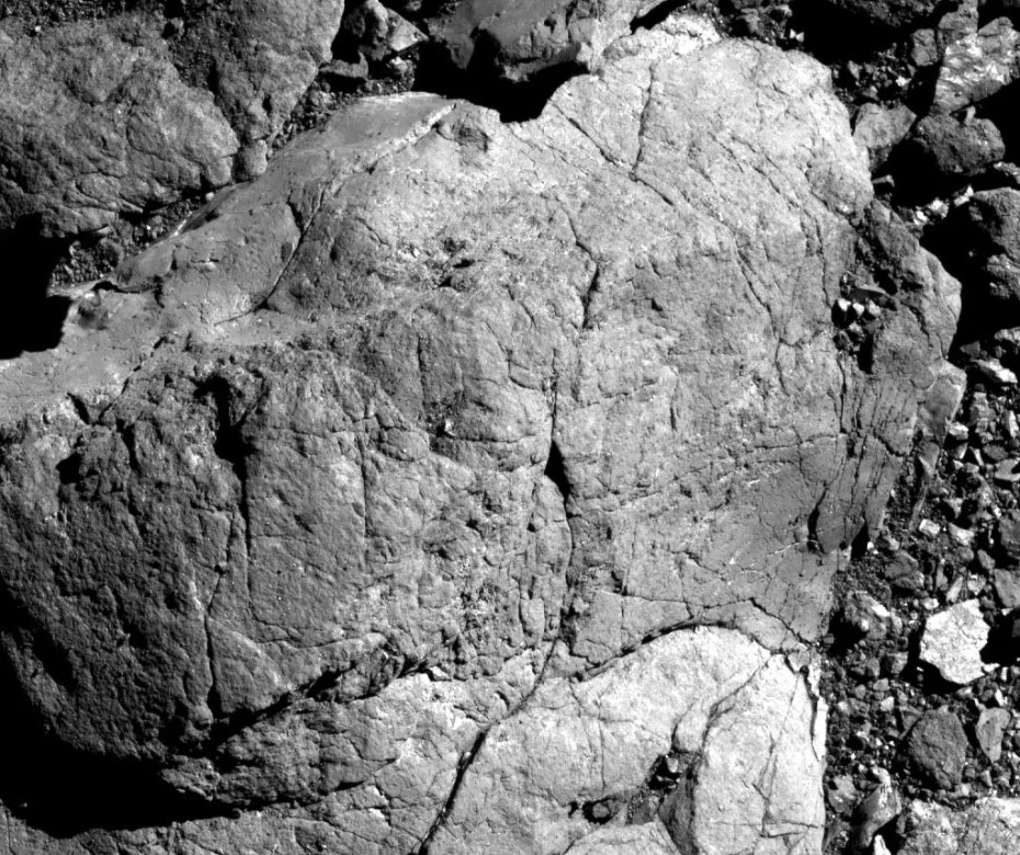 Các vết nứt và hướng của các vết nứt trên đá ở tiểu hành tinh Bennu. Ảnh: NASA