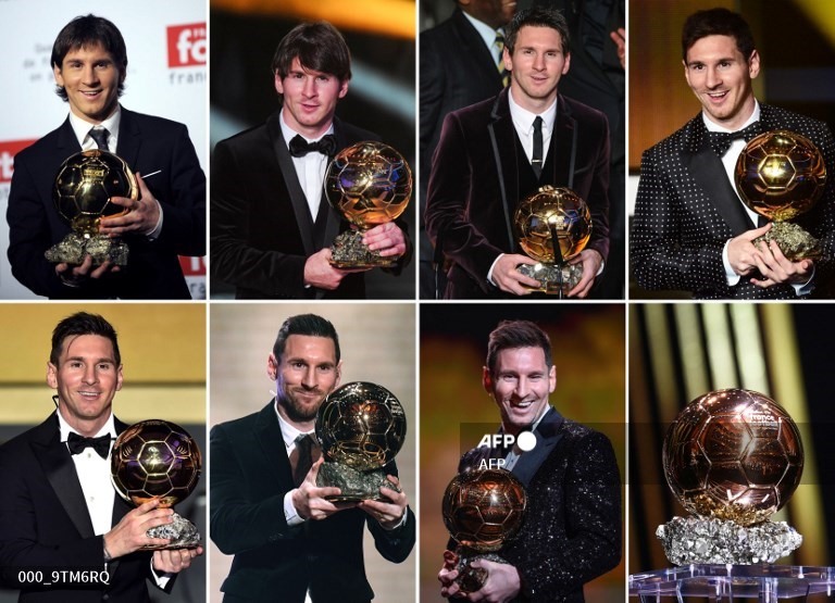 Messi đã giành được 7 quả bóng vàng tại Barcelona.  Ảnh: AFP